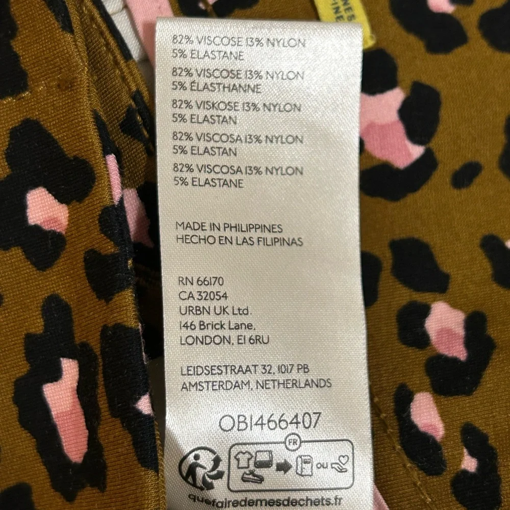 Maeve Olive Green Leopard Print Cropped Pants with Pink & Black Spots - Picture 5 of 5